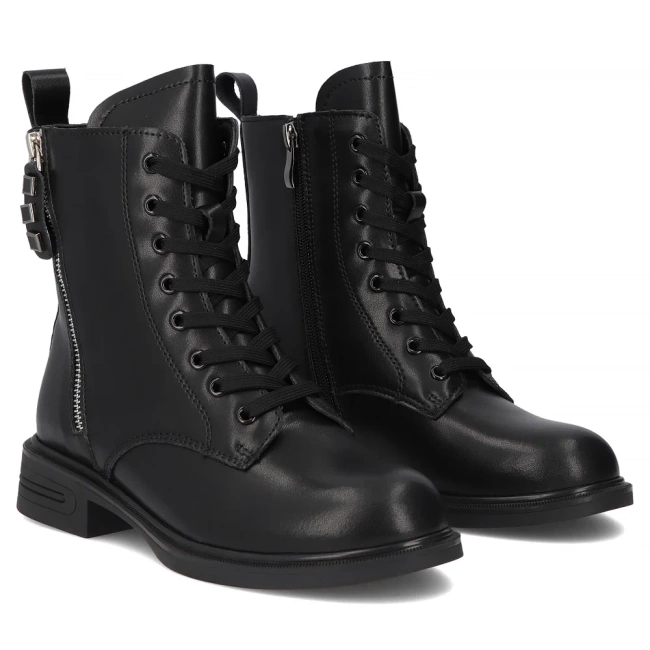 Skórzane trzewiki Filippo DBT6303/25 BK czarne