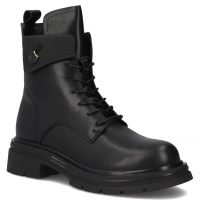 Skórzane botki na obcasie Filippo DBT7230/25 BK czarne