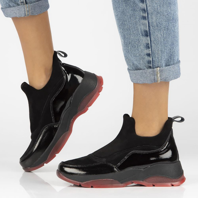 Skórzane półbuty na platformie Filippo DP4202/22 BK czarne