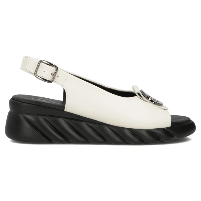 Skórzane sandały na koturnie Filippo DS7011/25 BE beżowe