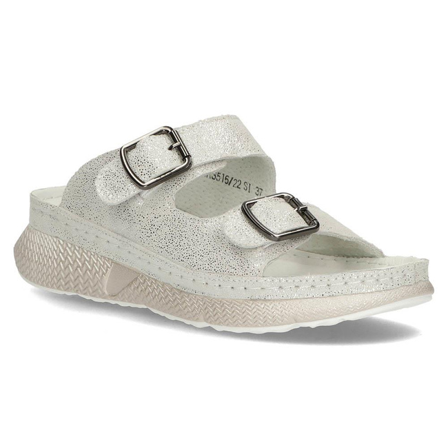 Leather Slippers Filippo DK3516/22 SI silver