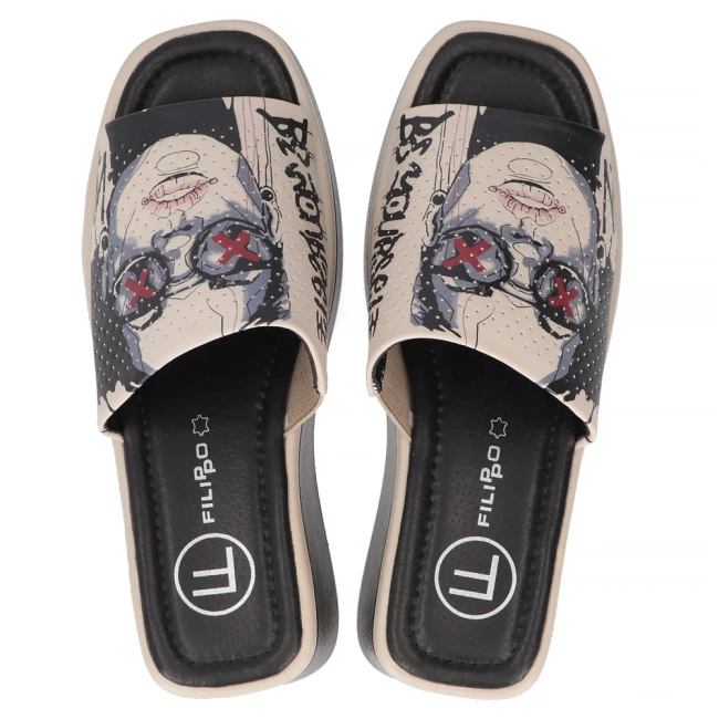 Skórzane klapki Filippo DK6820/25 BE beżowe