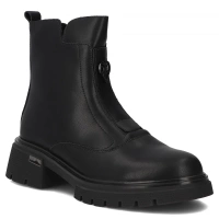 Skórzane botki na obcasie Filippo DBT7148/25 BK czarne