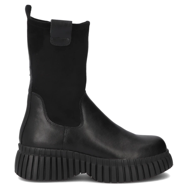 Skórzane botki na platformie Filippo DBT7163/25 BK czarne