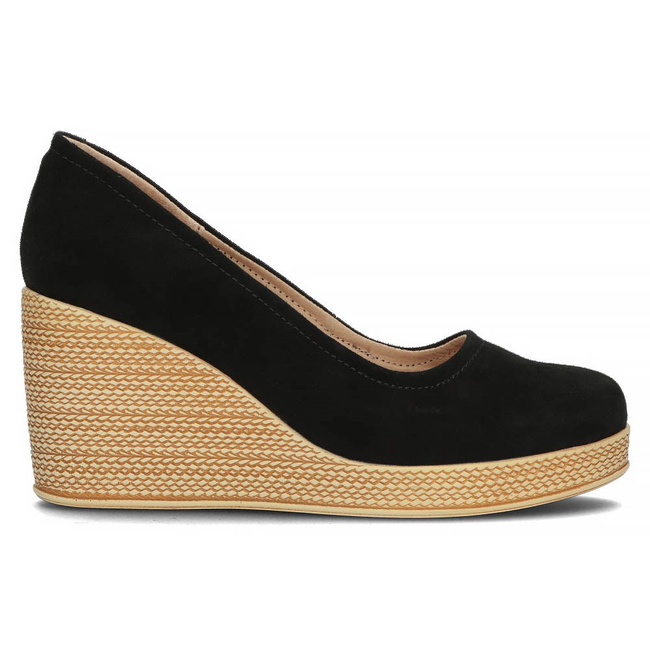 Skórzane półbuty na koturnie Filippo DP3521/23 BK SU czarne