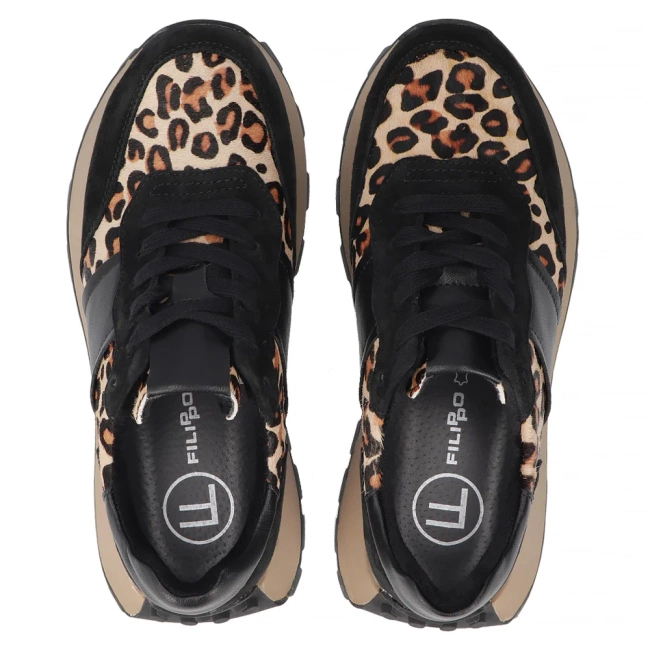 Leather sneakers FilippoDP7112/25 BK LEO black