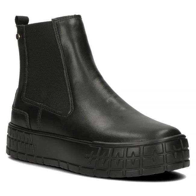 Skórzane botki na platformie Filippo DBT3942/22 BK czarne
