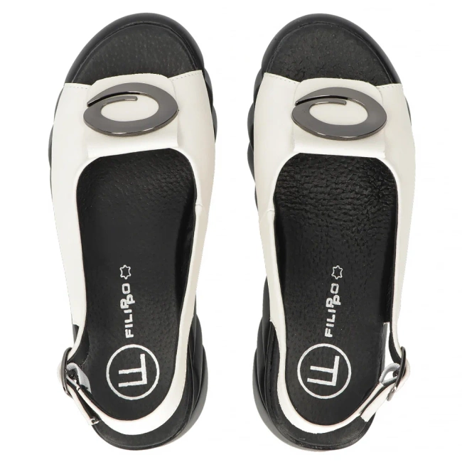 Skórzane sandały na koturnie Filippo DS7011/25 BE beżowe