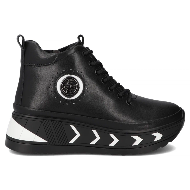 Leather ankle boots DBT4214/25 BK WH black