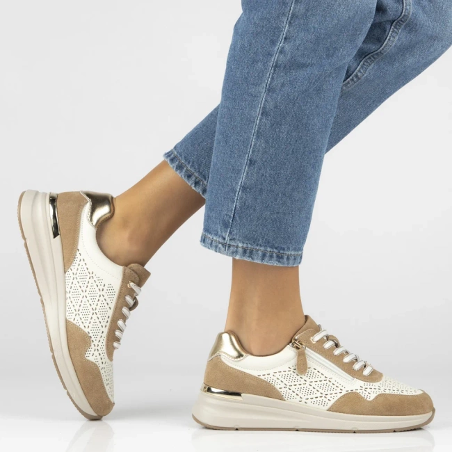 Leather sneakers Filippo DP7101/25 WH BE white beige