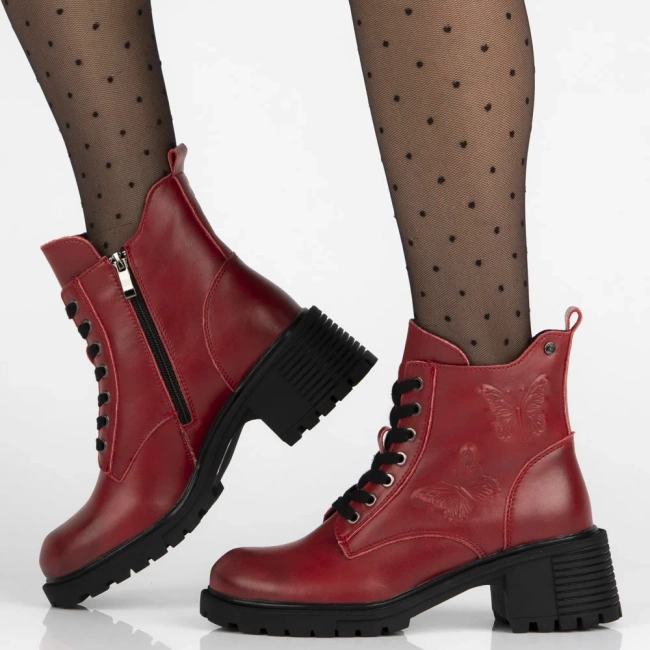 Leather ankle boots Filippo DBT7133/25 RD red