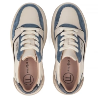 Skórzane sneakersy Filippo DP7116/25 BL BE niebiesko beżowe