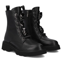 Skórzane botki Filippo DBT7308/25 BK czarne
