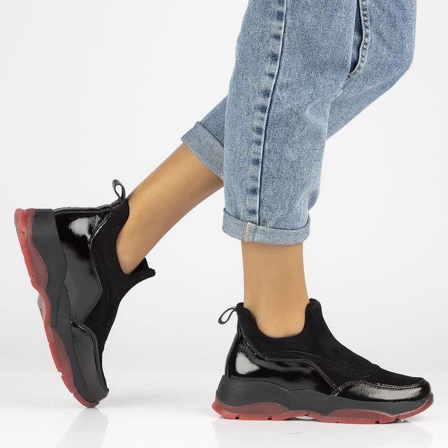 Skórzane półbuty na platformie Filippo DP4202/22 BK czarne