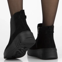 Skórzane botki na platformie Filippo DBT7279/25 BK czarne