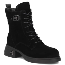 Skórzane botki na obcasie Filippo DBT7181/25 BK czarne