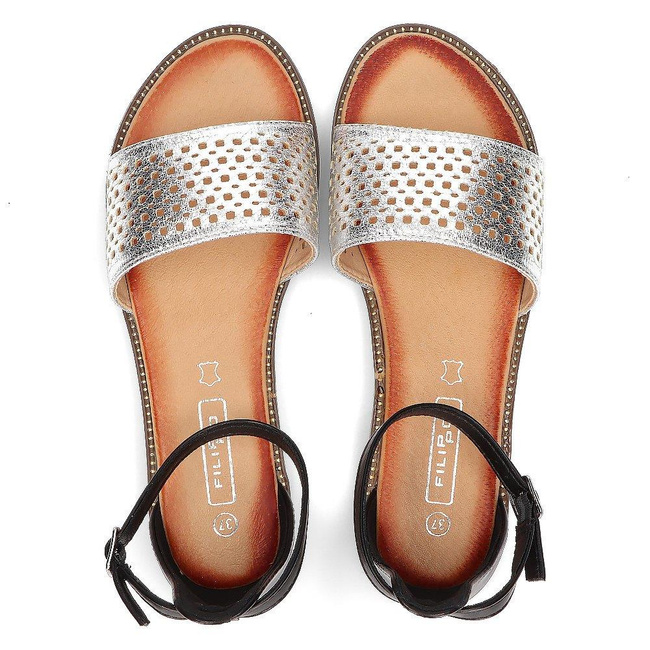 Sandały Filippo DS2102/21 SI BK czarne srebrne