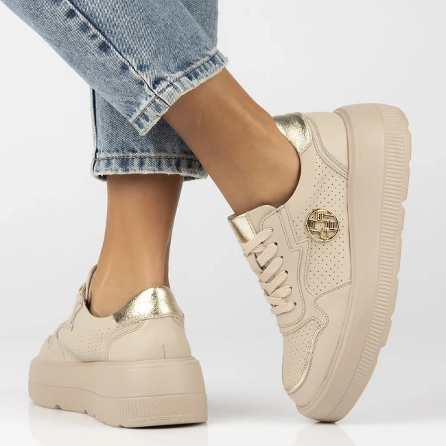 Skórzane sneakersy Filippo DP6843/25 BE beżowe