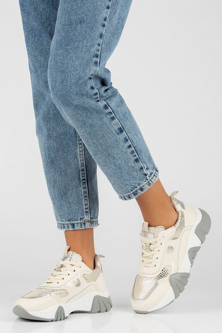 Skórzane sneakersy Filippo DP4516/23 BE beżowe