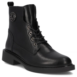 Skórzane botki na obcasie Filippo DBT7153/25 BK czarne