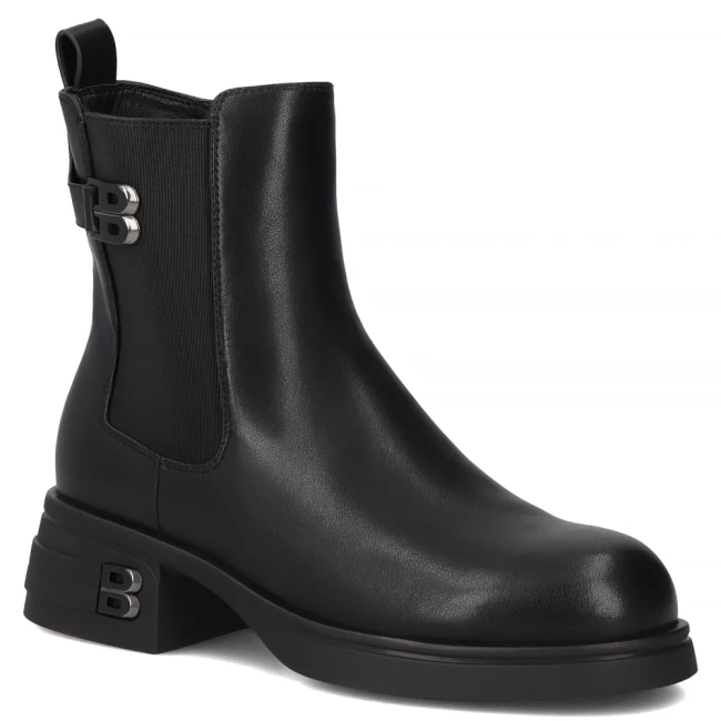 Skórzane botki na obcasie Filippo DBT7195/25 BK czarne