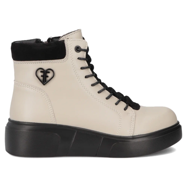 Skórzane botki na platformie Filippo DBT7128/25 BE beżowe