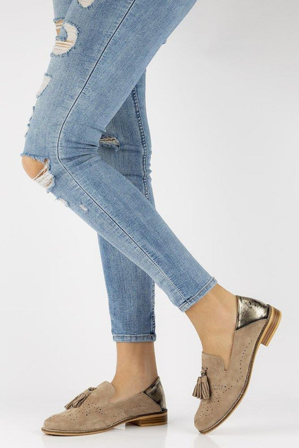 Skórzane mokasyny Filippo DP2332/21 BE beżowe