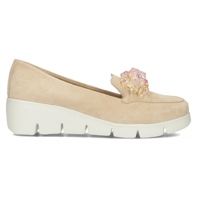 Skórzane półbuty na koturnie Filippo DP4545/23 BE beżowe