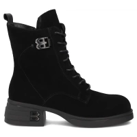 Skórzane botki na obcasie Filippo DBT7181/25 BK czarne