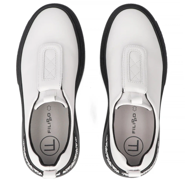 Skórzane półbuty  na platformie Filippo DP7286/25 WH białe