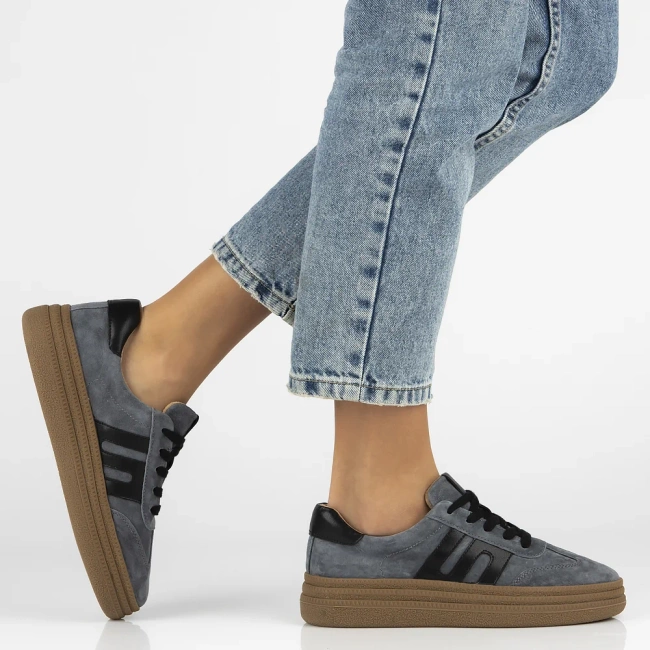 Skórzane sneakersy Filippo DP7114/25 BL niebieskie