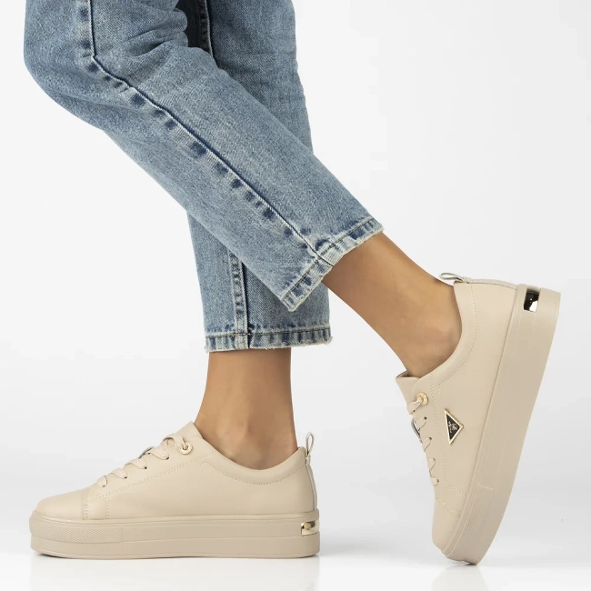 Skórzane półbuty na platformie Filippo DP3533/25 BE L beżowe