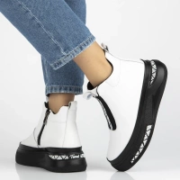 Skórzane botki na platformie Filippo DBT7277/25 WH białe