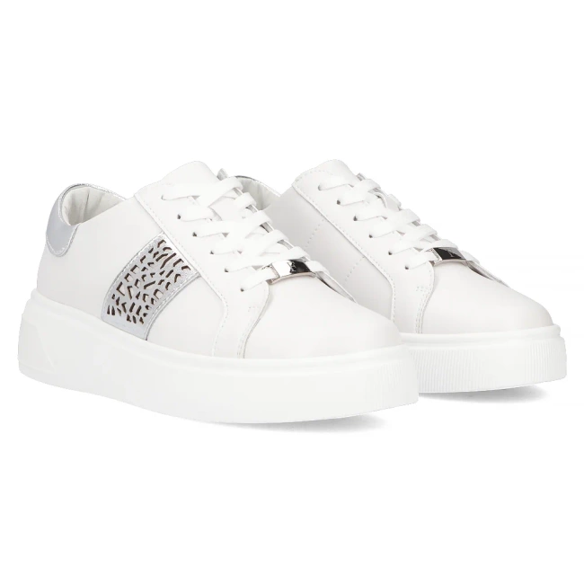Skórzane sneakersy Filippo DP6824/25 WH białe