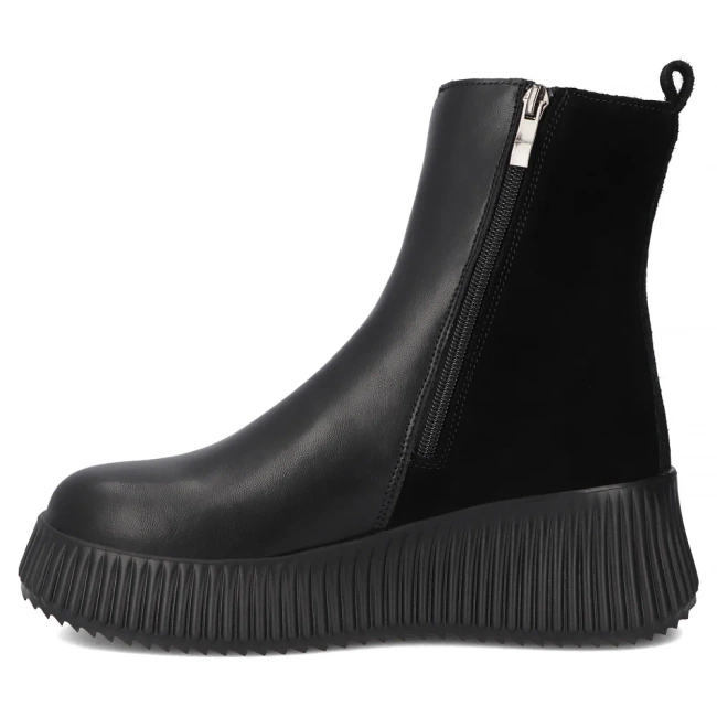Skórzane botki na platformie Filippo DBT7268/25 BK czarne