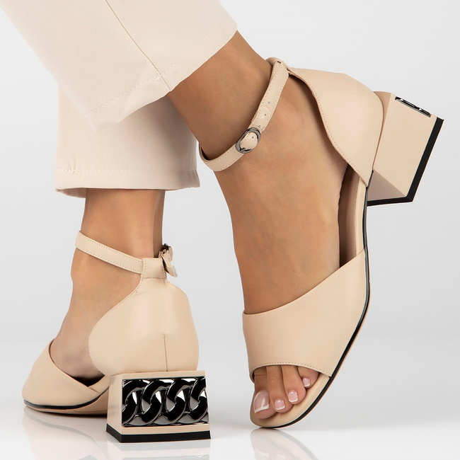 Skórzane sandały Filippo DS4419/23 BE beżowe