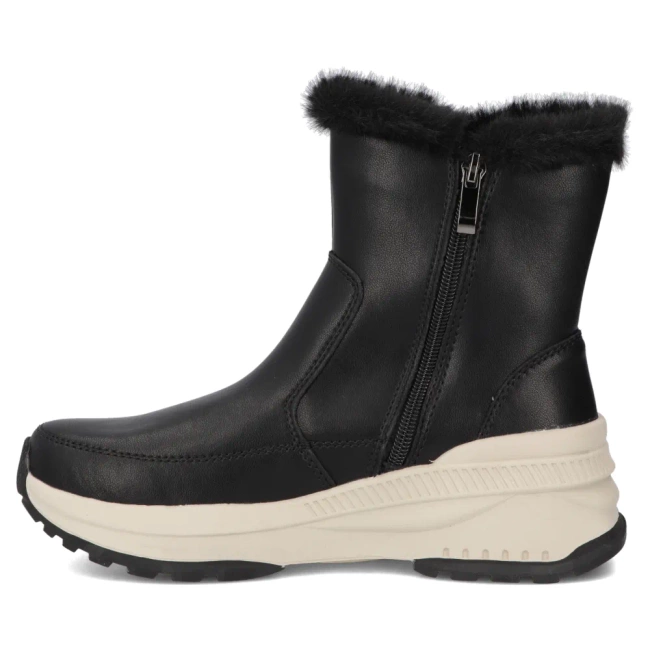 Skórzane botki na platformie Filippo DBT7157/25 BK czarne