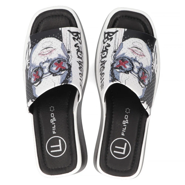 Skórzane klapki Filippo DK6820/25 WH białe