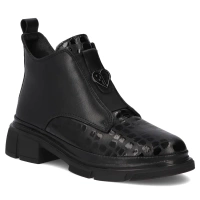 Skórzane botki na obcasie Filippo DBT7430/25 BK czarne