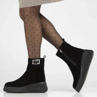 Skórzane botki na platformie Filippo DBT6392/25 BK czarne