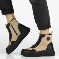 Leather ankle boots Filippo DBT7298/25 BE BK beige