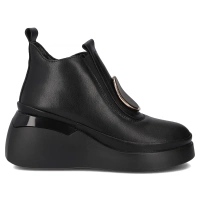 Skórzane botki na koturnie Filippo DBT7419/25 BK czarne