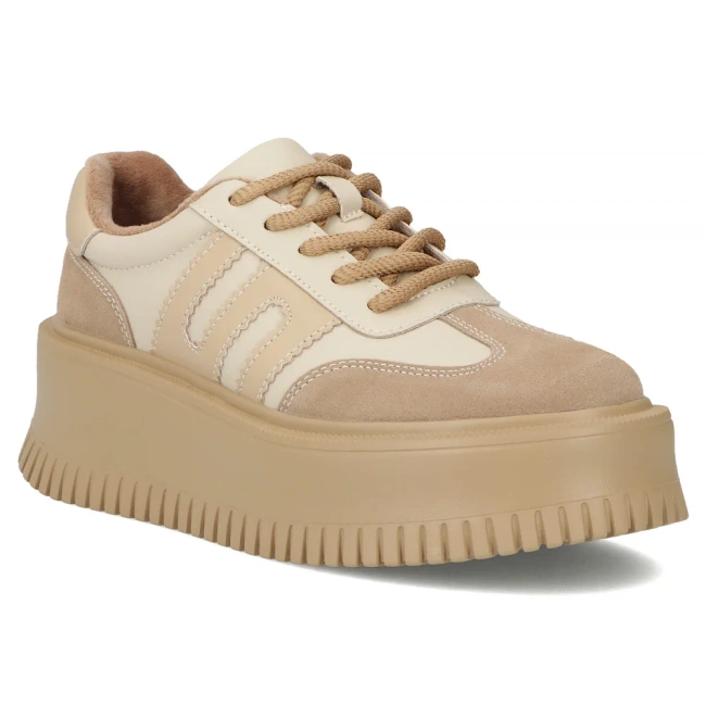 Skórzane sneakersy Filippo DP7111/25 BE beżowe
