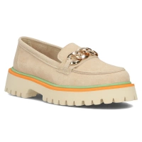 Skórzane półbuty na platformie Filippo DP4589/24 BE beżowe