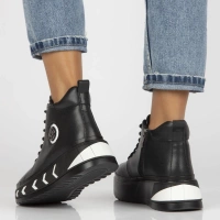 Leather ankle boots DBT4214/25 BK WH black