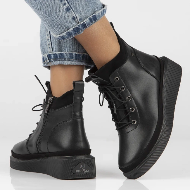 Leather ankle boots DBT4799/25 BK black