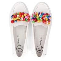 Skórzane mokasyny Filippo DP6828/25 WH białe