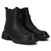 Skórzane botki na obcasie Filippo DBT7148/25 BK czarne