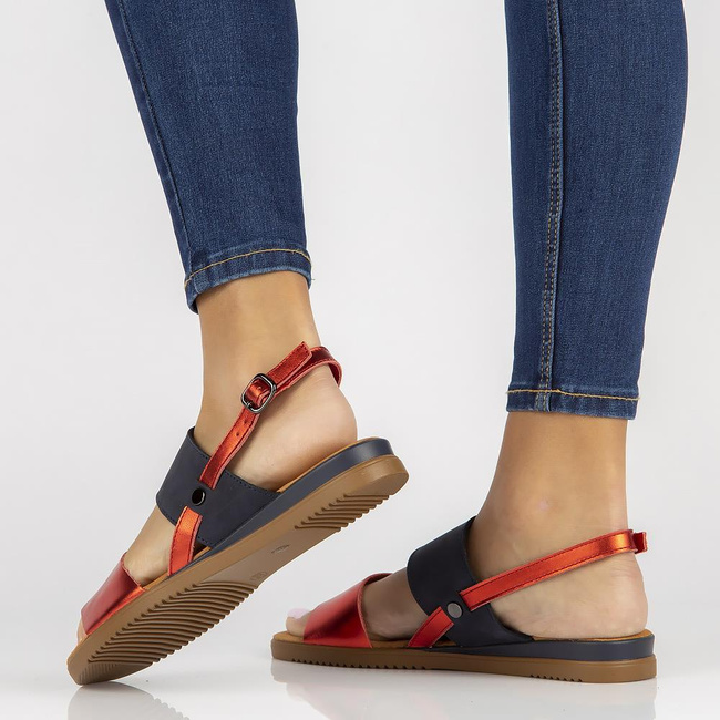 Leather sandals Filippo DS3601/22 RD NV red and navy