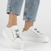 Skórzane sneakersy Filippo DP6854/25 WH białe